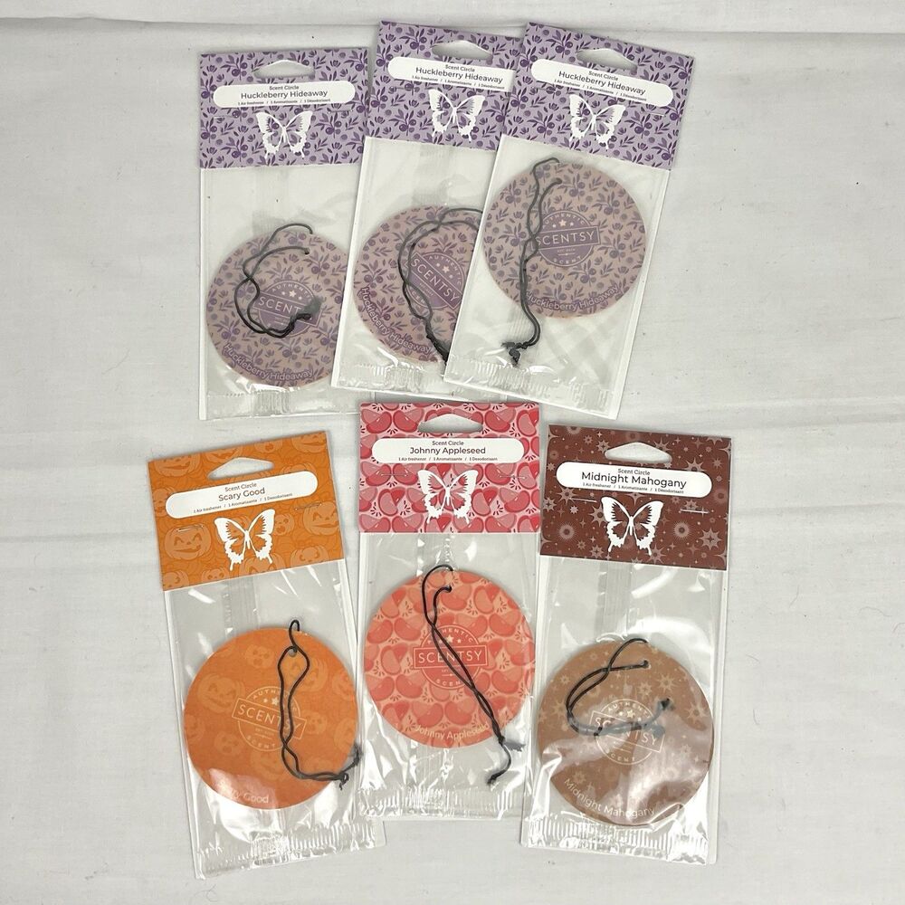 Scentsy Scent Circles Lot New Sealed Huckleberry Hideaway Johnny Appleseed